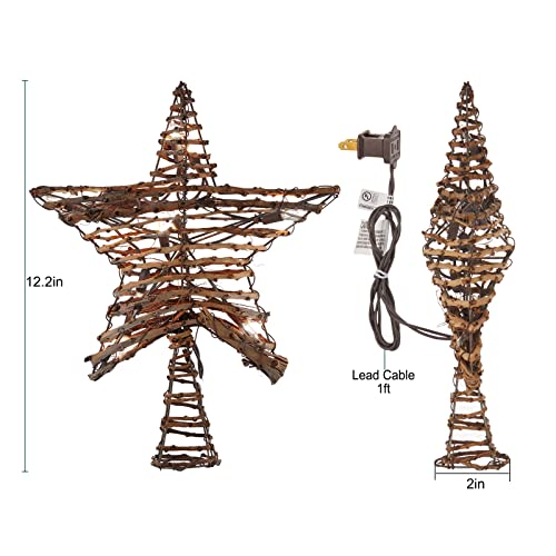 3D Rattan Christmas Tree Star Topper with Lights K600255