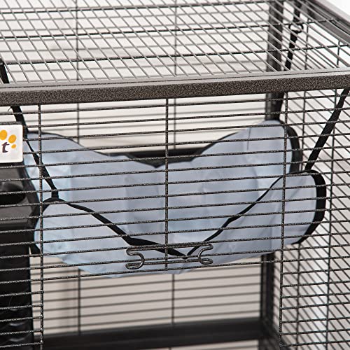 Metal Small Animal Cage with 4 Tiers and Hammock, Gray F143