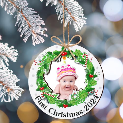 24 Pcs Christmas Photo Ornament Frames for Baby First Christmas Tree Keepsake F1934