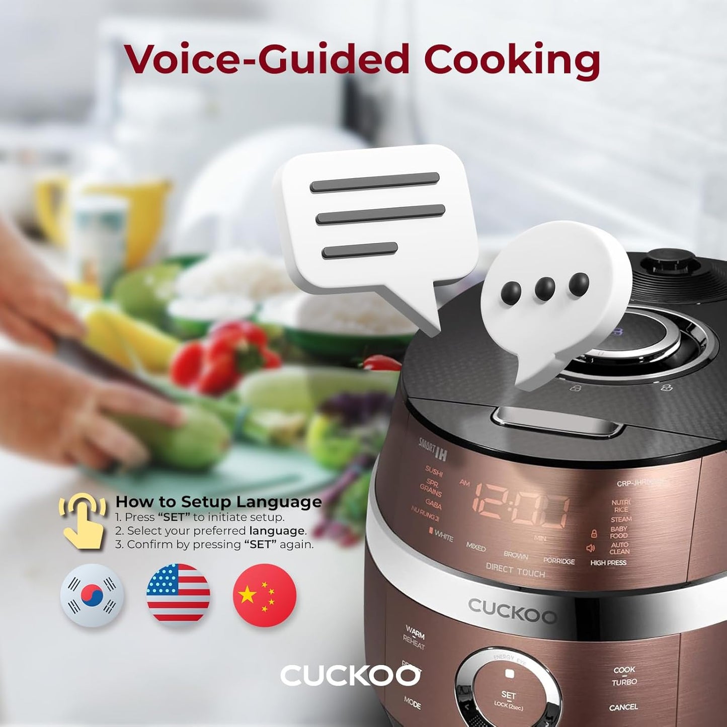 6-Cup Induction Heating Pressure Rice Cooker with 13 Menu Options L931
