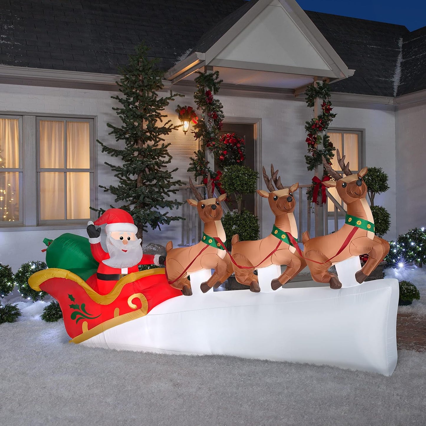 Christmas Airblown Inflatable Santa Flying Sleigh, 5.5 ft Tall Q417885