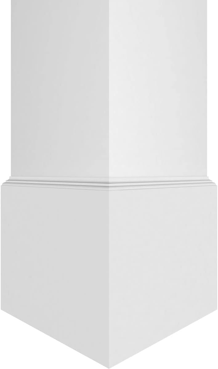 10"W x 9'H Square Non-Tapered Smooth PVC Column Wrap Kit with Capital & Base B298184