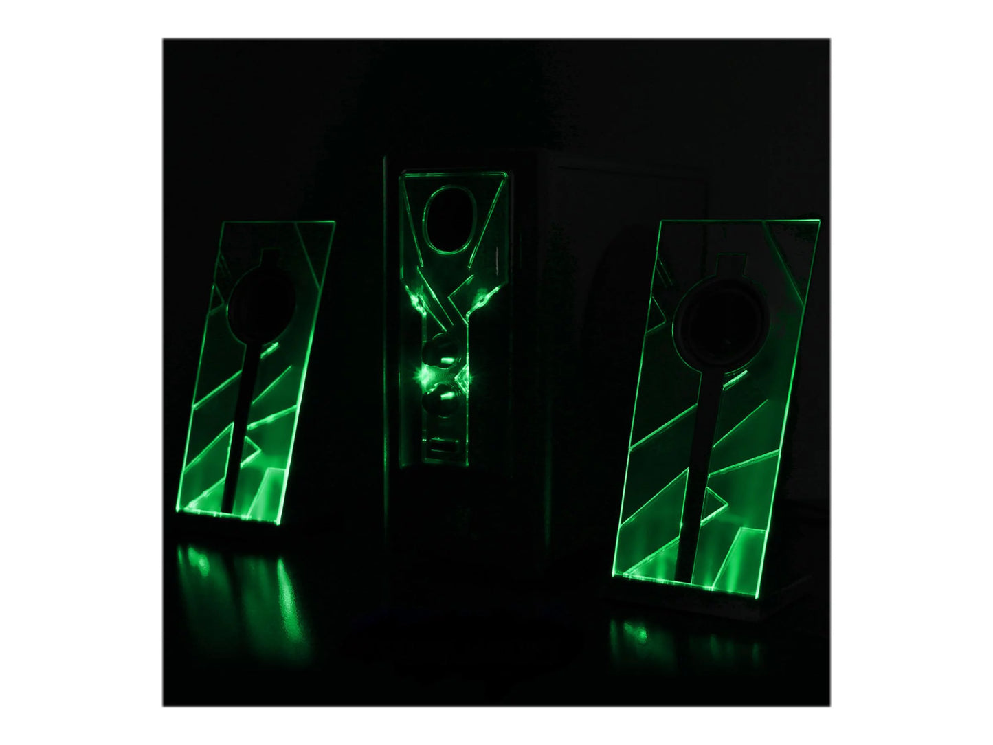 Computer Speakers with Stereo Sound and Green LED Glow I7798