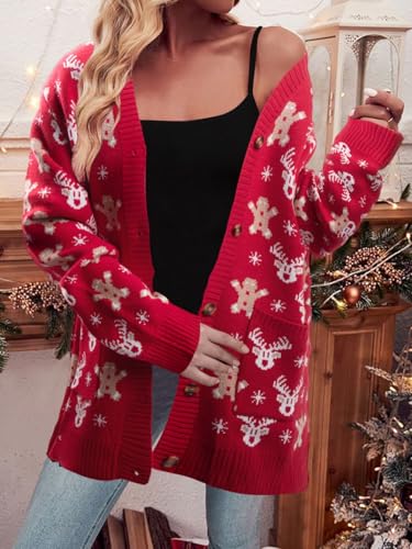 Funny Christmas Cardigan for Women Open Front Knit Coat U698