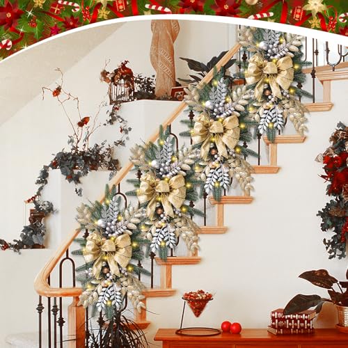 Prelit Teardrop Christmas Swag 24 Inch for Stair Window Wall Decor L4230