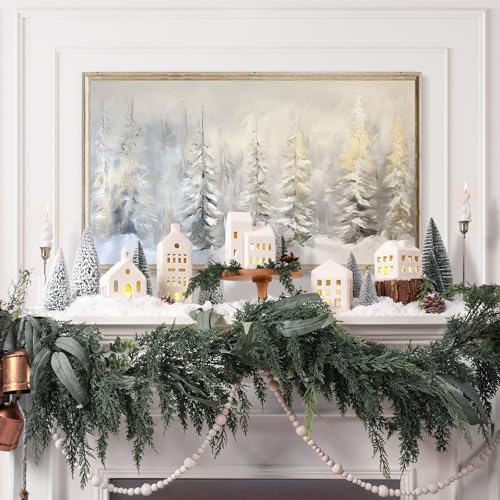 Ceramic Christmas Village Houses with LED Lights and Trees Z2651