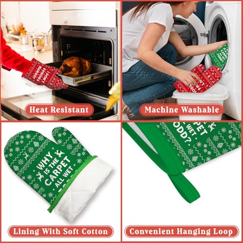 Funny Holiday Oven Mitts and Pot Holders for Kitchen Cooking Baking S2669