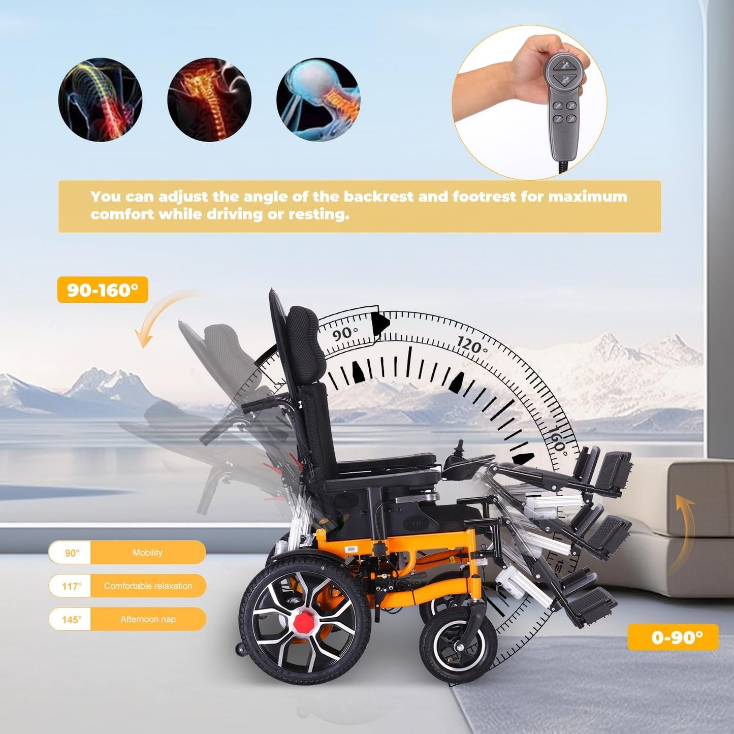 Lightweight Foldable Electric Wheelchair for Adults, 20" Seat, All Terrain O79355
