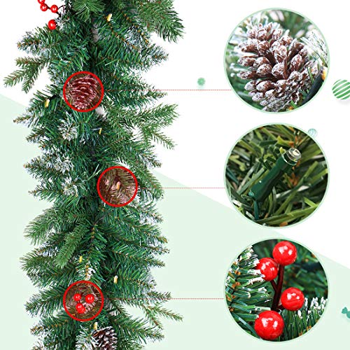 Pre-lit Christmas Garland with Lights for Indoor Outdoor Decor C1969