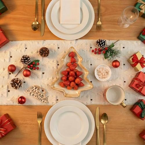 Christmas Table Runner 13x72 Inch Beige Plush Faux Fur G145