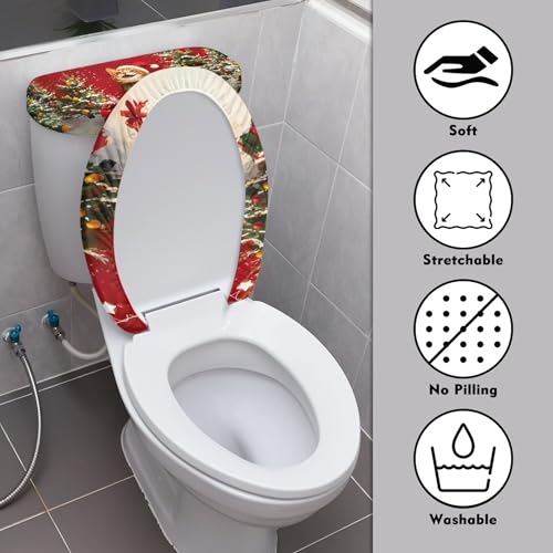 Christmas Toilet Lid and Tank Cover Set for Bathroom Decor Q334993