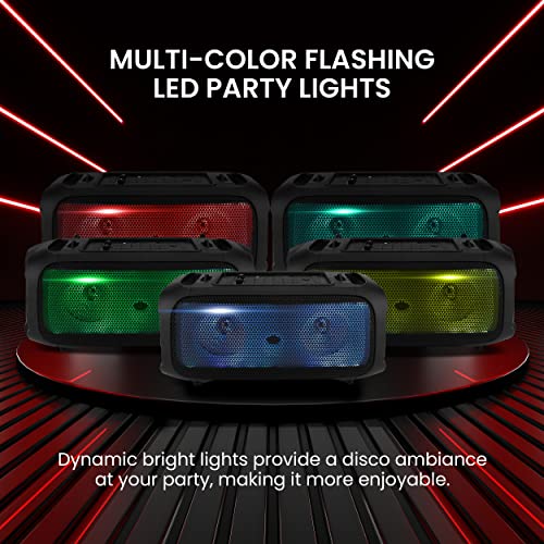 Wireless BT Portable Boombox Speaker, 600W Rechargeable, Stereo System with LED and Mic C218
