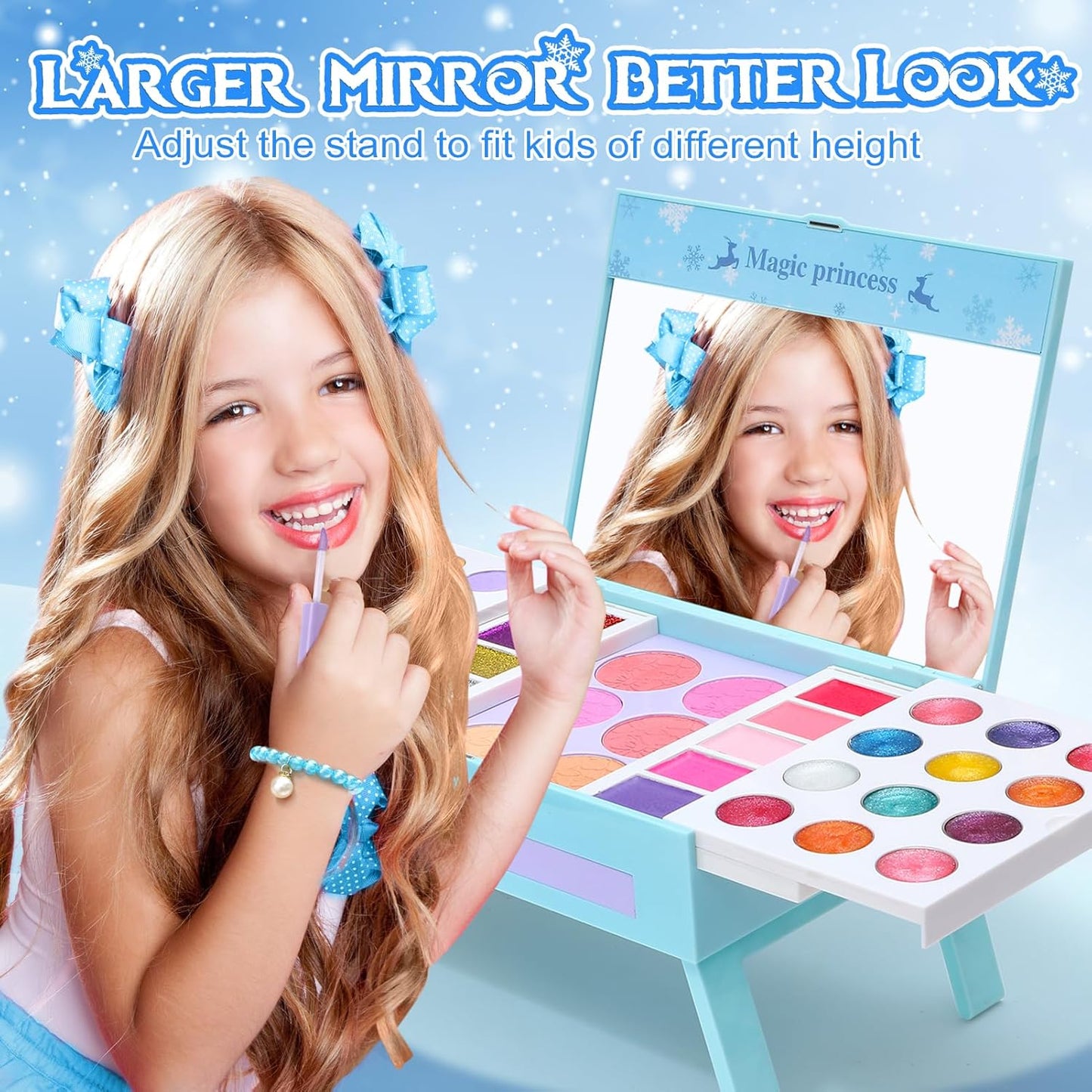 Frozen Makeup Set for Girls, 60pcs Pretend Play Cosmetics with Nail Polish & Jewelry T729824