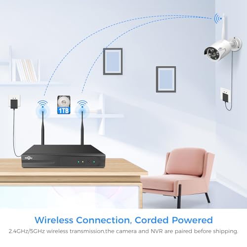 Wireless Security Camera System, 4K NVR, 4Pcs 3MP Night Vision WiFi Cameras D47166