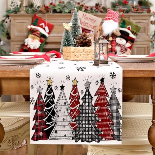 Christmas Table Runner 13x72 Inch, Red Winter Holiday Decor S612