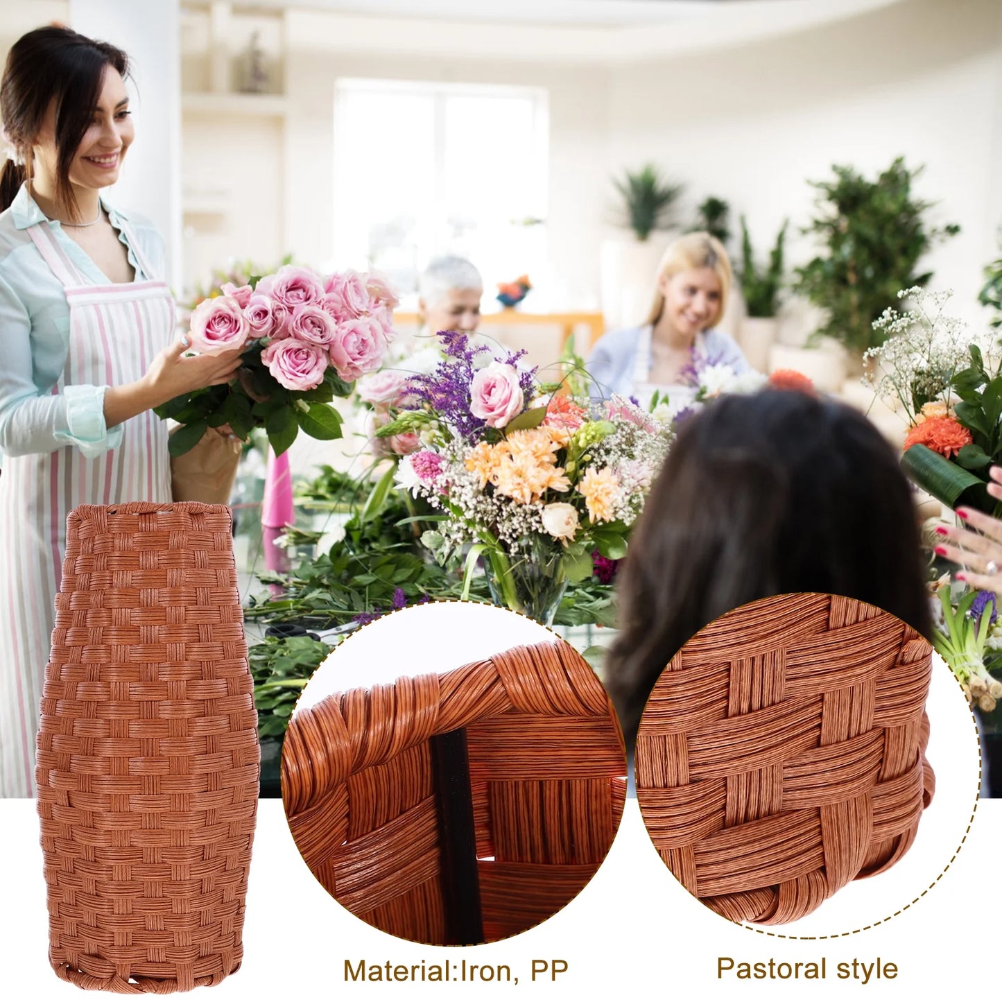 Artificial Flower Basket Vase for Office Decor V819474