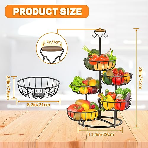 Metal Fruit Basket with Banana Hanger for Kitchen Counter K252