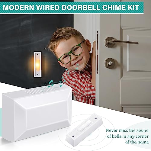 Wired Doorbell Chime Kit with 2 Lighted Push Buttons for Front and Rear Door T498