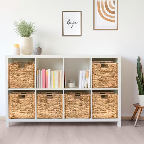 Wicker Cube Storage Baskets with Handles, Set of 4 H2369