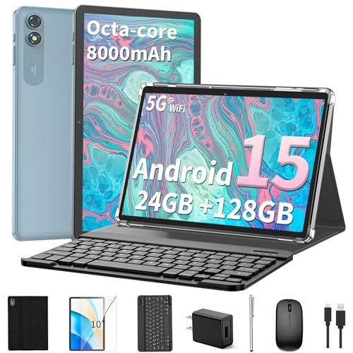 Android 15 Tablet with Keyboard, 10.1 Inch, 2-in-1, 24GB+128GB A6724
