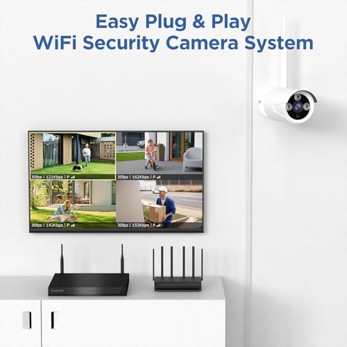 Wireless Security Camera System, 10CH NVR with 4 Cameras, 1TB HDD, Night Vision I1201