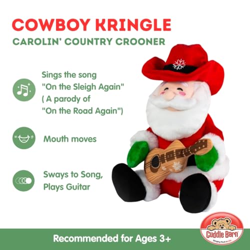 Animated Musical Singing Christmas Cowboy Plush Toy, 12 inches X703