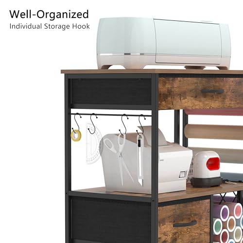 Rolling Storage Cart with Drawers and Vinyl Roll Holder for Craft Workstation P8072
