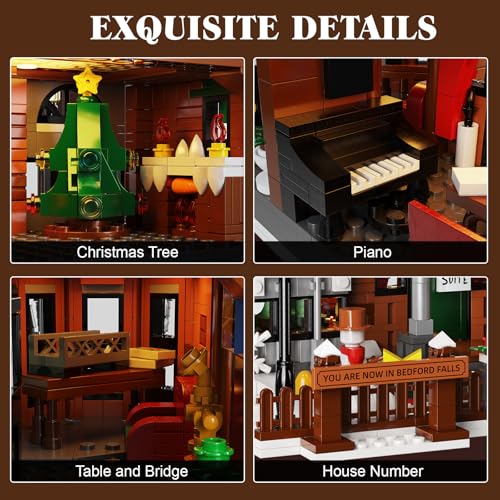Christmas Snow House Building Blocks Toy with LED Light, 1549 Pieces T581