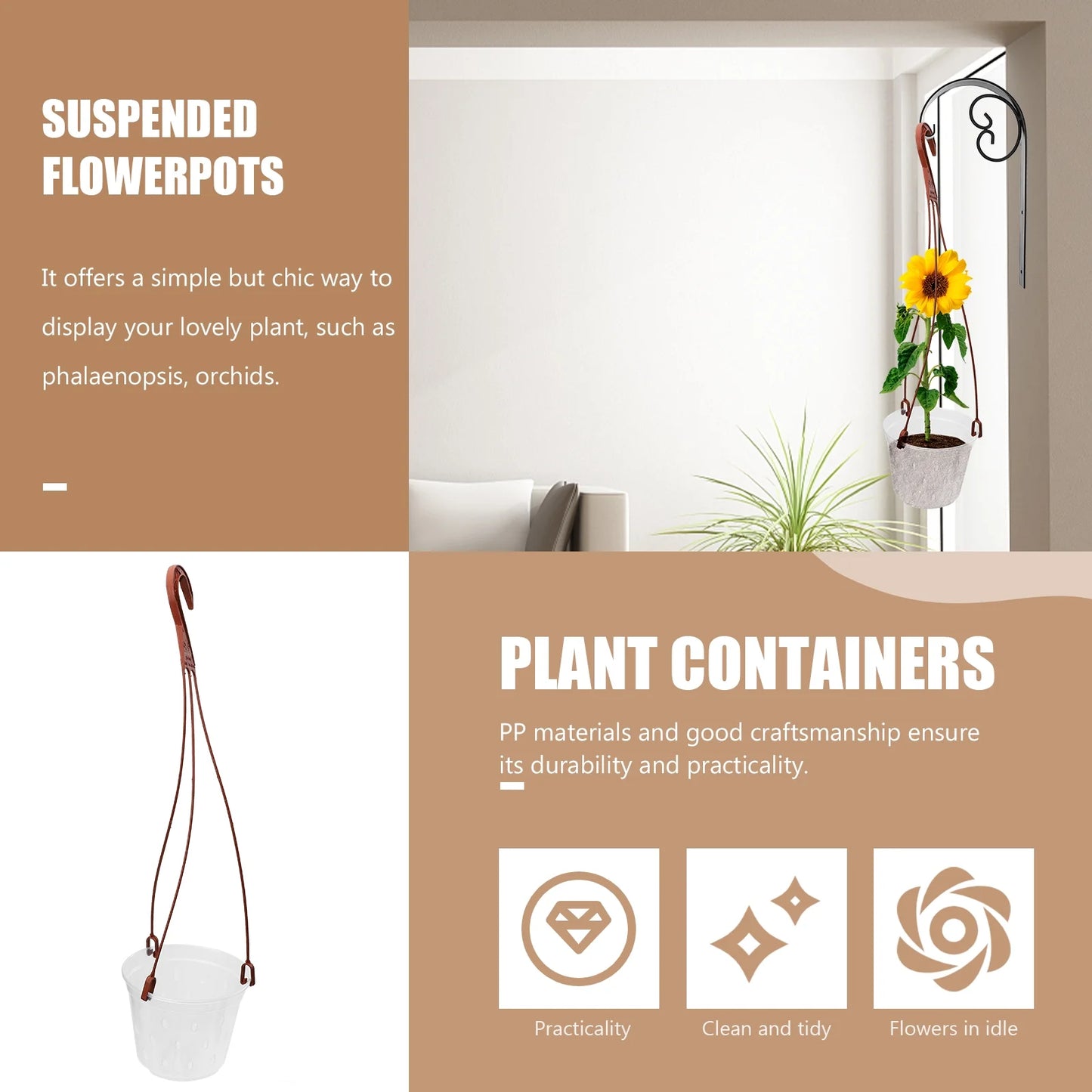 5 Sets Hanging Flower Pot Planter Phalaenopsis PP Material P212