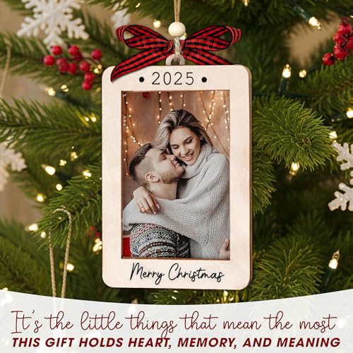 Christmas Ornament Picture Frame - Wooden Landscape Photo Frame for Tree U75225
