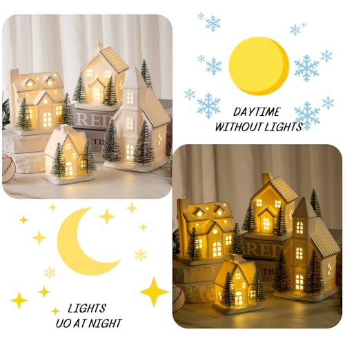 Ceramic Christmas Village Set with LED Light Up Houses and Trees R101786