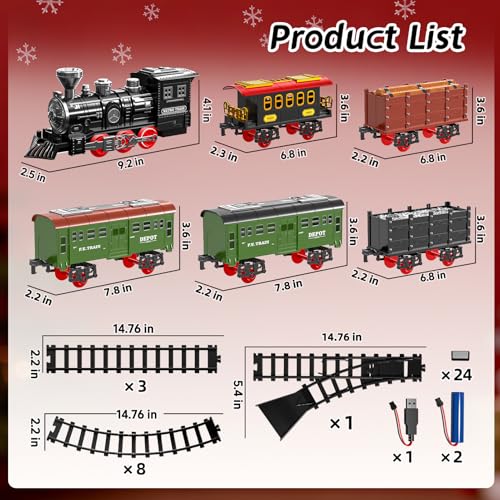 Electric Train Set for Kids with Smoke, Light and Sound, DIY Track Building Toy V61635