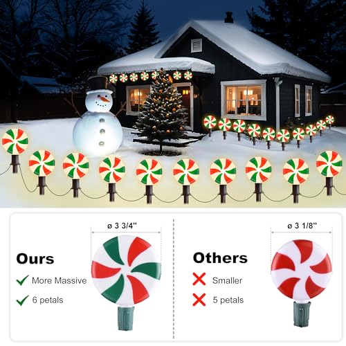 Unicorn Christmas Lollipop Pathway Lights, 10 LED Peppermint String Lights with Stakes M138626