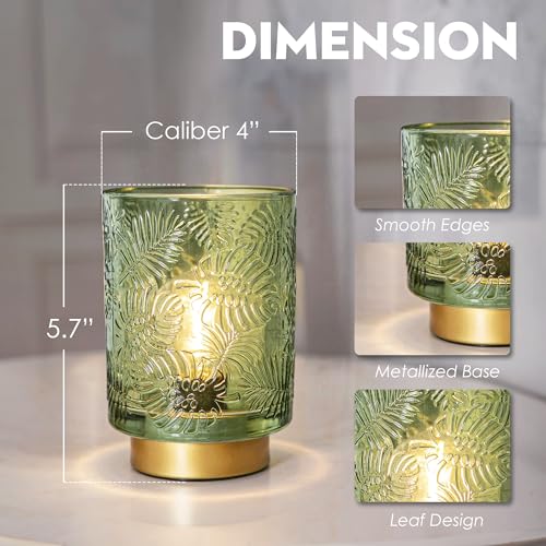 Battery Operated Glass Table Lamp with LED Bulb for Bedroom Decor B7279