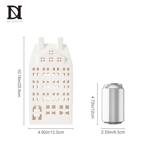 Light Up Christmas Village Set, White Ceramic House with Lights, Tabletop Decor X84474
