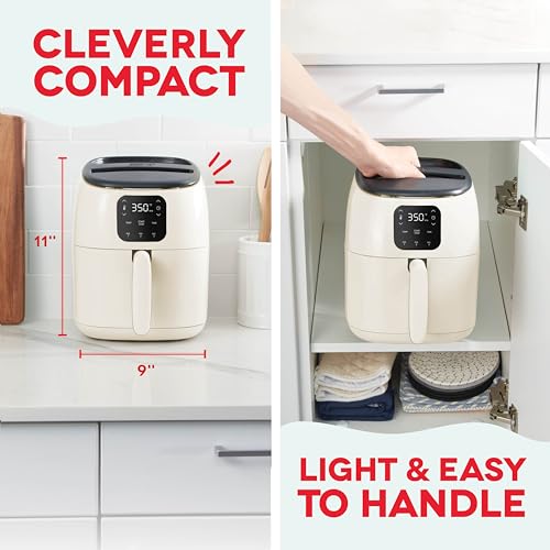 Electric Air Fryer Oven, 2.6 Qt., Grey, Compact Digital, 1000-Watt O882
