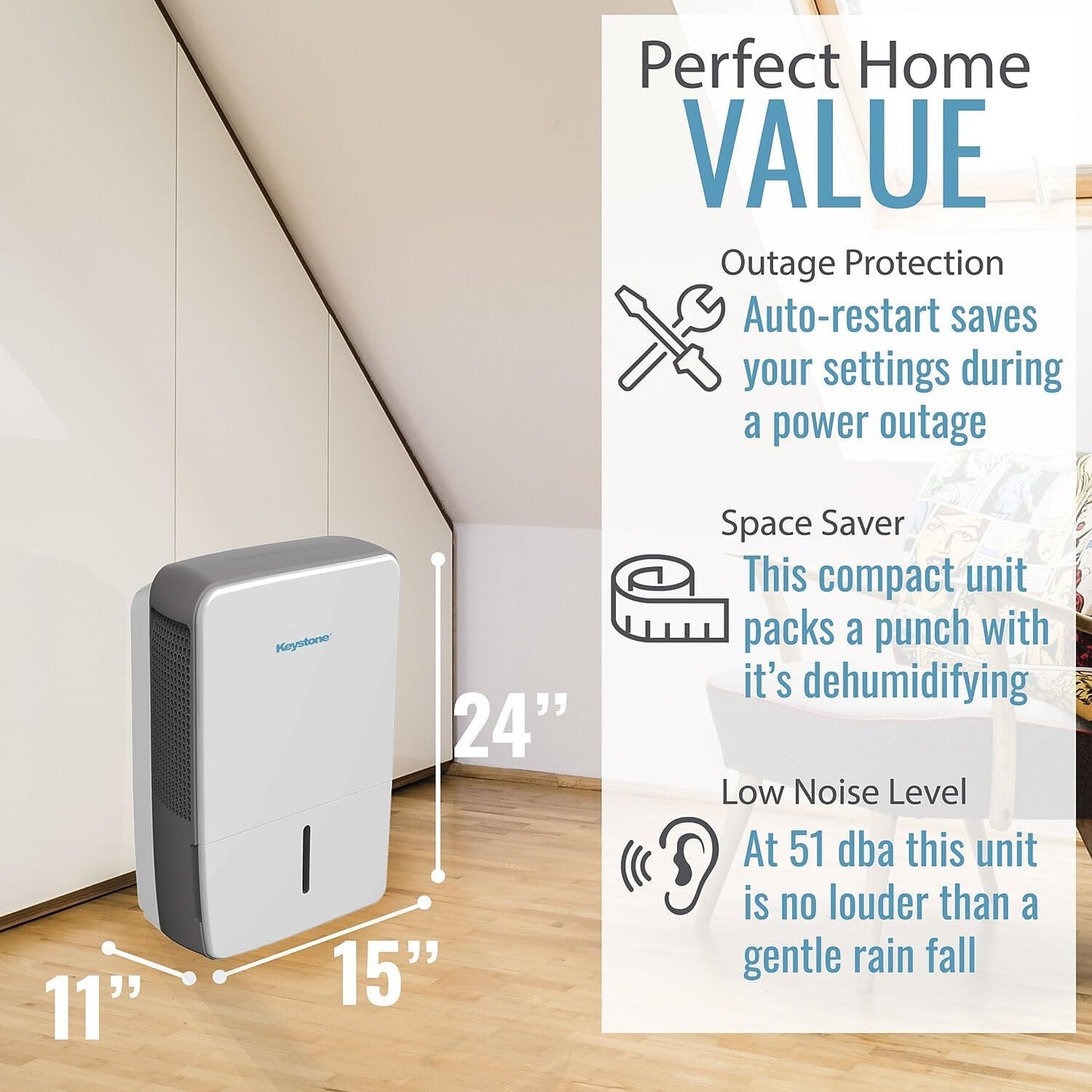 Portable Dehumidifier for Basement, Garage, and Large Rooms up to 4,500 Sq.Ft. Y3461