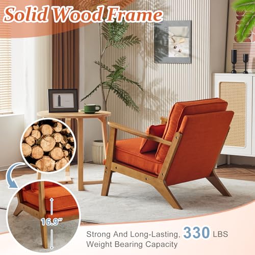 Solid Wood Accent Chair with Pillow, Set of 2, Navy Blue G399556