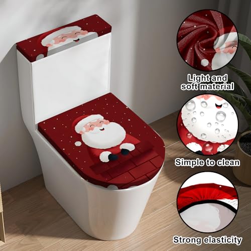 Christmas Toilet Lid Cover, Washable Bathroom Accessory O828