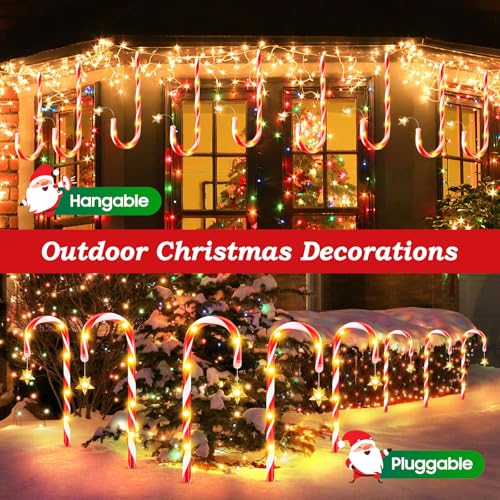 Solar Candy Cane Lights Outdoor Christmas Pathway Lights T5836