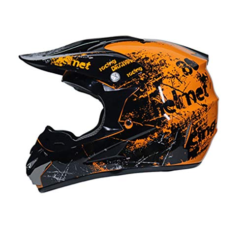 Off-Road Motocross Helmet DOT Certified (Orange, Large) N474