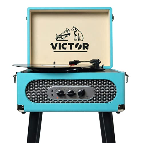 5-in-1 Turntable Music Center with 3-Speed Record Player, FM Radio, Bluetooth, Stereo Speakers T292