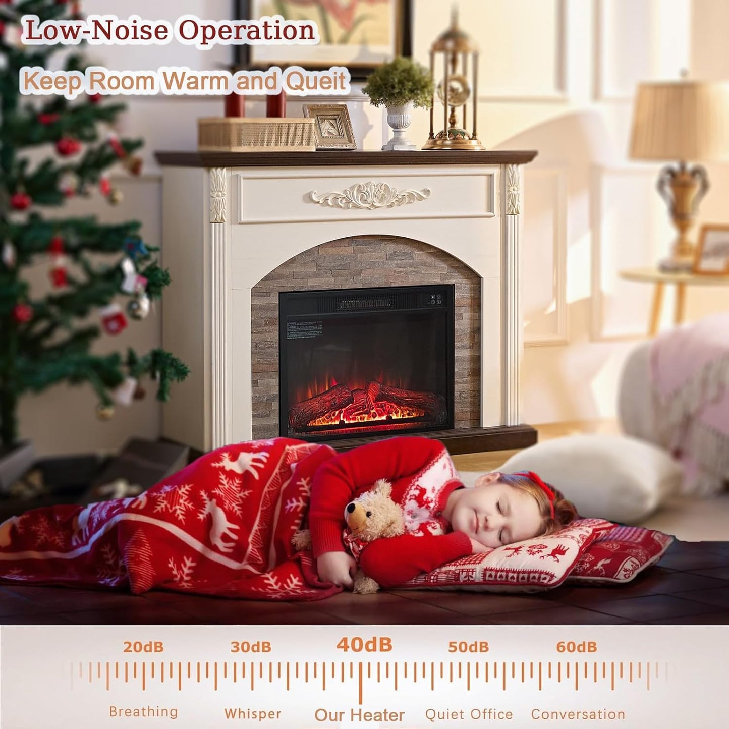 Carved Pilasters Electric Fireplace with Mantel, Freestanding Heater Y63920