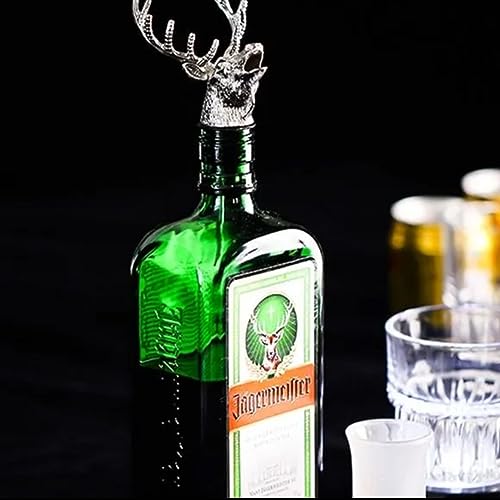 Zinc Alloy Deer Head Liquor Bottle Pourer with Silicone Stopper D19994