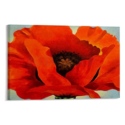 Georgia O'Keeffe Painting Art Poster Red Flowers Aesthetic Poster Canvas Painting Wall Art Poster for Bedroom Living Room Decor 12x08inch(30x20cm) Unframe-Style
