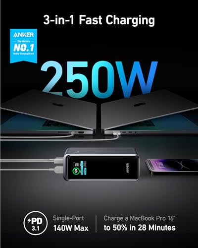 27,650mAh Power Bank 250W with 100W Charging Base, 3-Port Portable Charger J319086