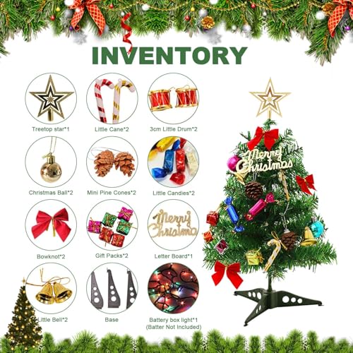 20 Inch Christmas Tabletop Tree with LED Lights and Star Topper G349566