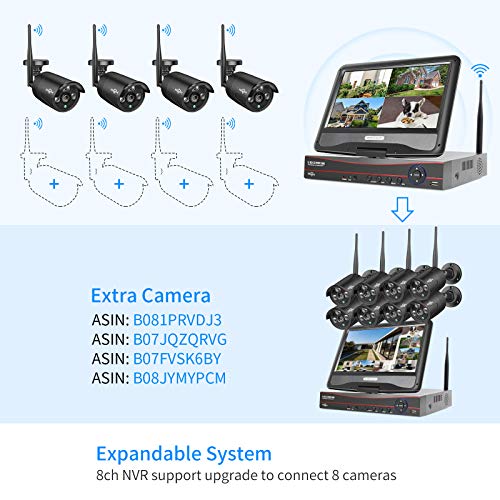 Wireless Security Camera System, 4K NVR, 4Pcs 3MP Night Vision WiFi Cameras D47166