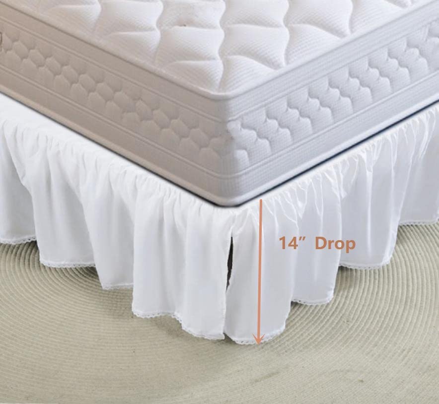 Bed Skirt with Split Corners, Microfiber, 14 Inch Drop, Queen I968519
