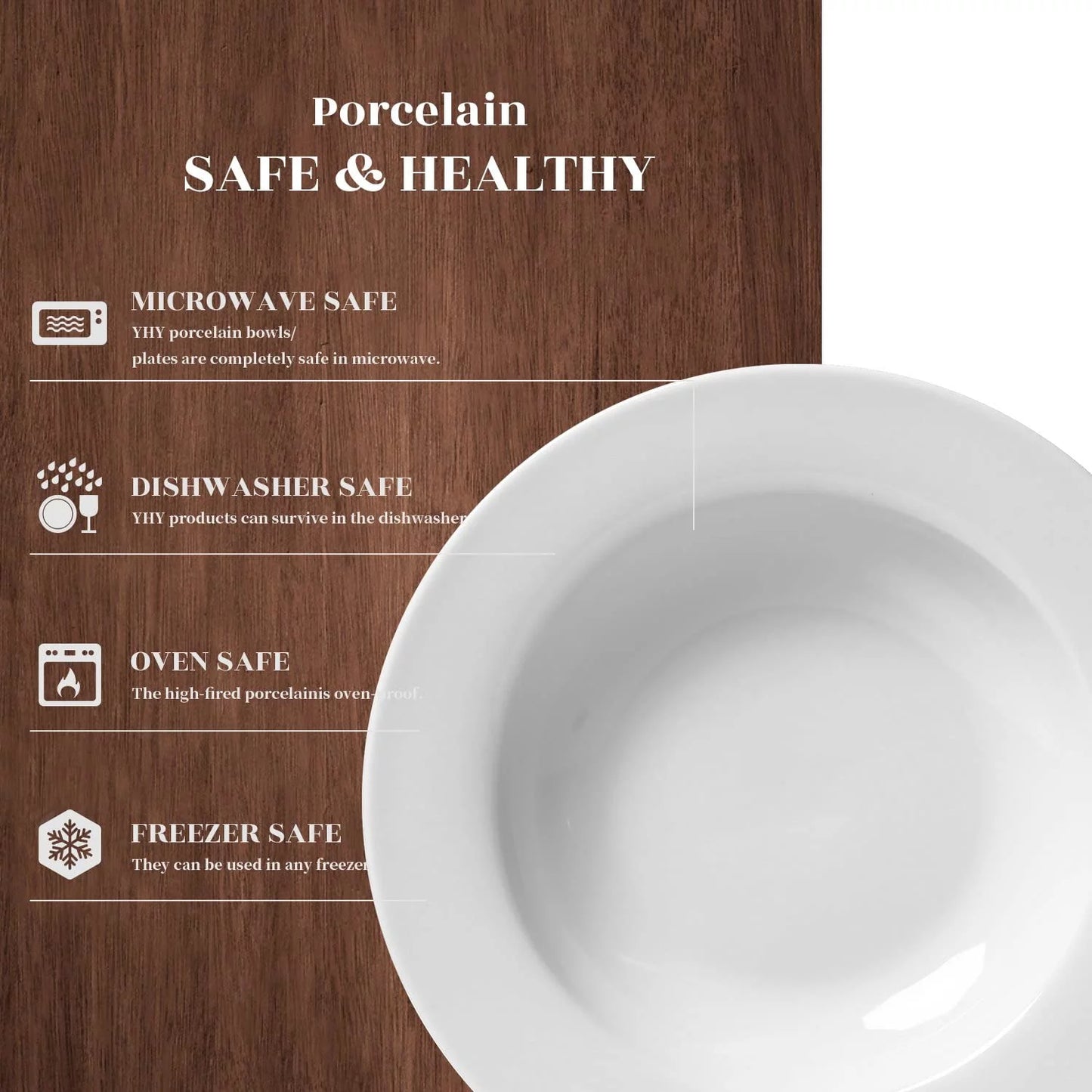 White Porcelain Soup Pasta Bowl Set of 4, 8 Inches Z2040